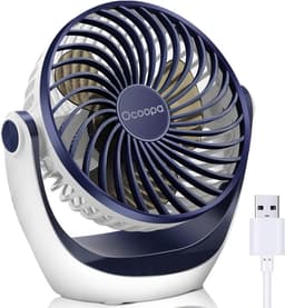 USB Tafelventilator Stil – 3 Snelheden – 360° Draaibaar – Compact en Opvouwbaar – Blauw — thumbnail 1