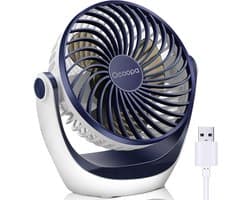 USB Tafelventilator Stil – 3 Snelheden – 360° Draaibaar – Compact en Opvouwbaar – Blauw