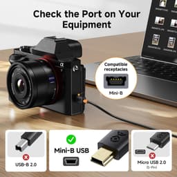 SnelShoppen - Mini USB naar USB-C Kabel 2,0 m - 480 Mbps Data Overdracht en 15W Opladen - Compatibel met Gamecontroller, GPS, Camera, Dashcam - Zwart — thumbnail 5