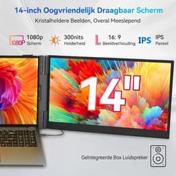 Portable Monitor - 1080p Laptop Met Dubbel Scherm - Ultra-Fin Protection Oculair Scherm - Zilver/Grijze - 36cm x 100 cm x 26 cm — thumbnail 5