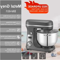 Keukenmixer – Keukenmachine - Keukenrobot - Foodprocessor - 6L - 2000W - Krachtige & Stille Motor – 6 Snelheden – Met Roestvrijstalen Kom – Metal Gray — thumbnail 5