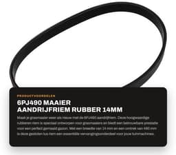 Aandrijfriem Rubber 14mm Breedte - Gesloten Lus - 490mm Omtrek - Compatibel met Qualcast M2E1032M/M2E1232M - Duurzaam - Slijtvast - Grasmaaierriem — thumbnail 1