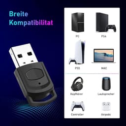 Bluetooth USB Audio Adapter voor PS5, PS4 en PC - Draadloze Dongle met Mini Microfoon, Plug & Play voor Gaming en Muziekstreaming — thumbnail 2