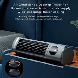 Torenventilator - Vloerventilator - Mini tafelventilator - Handmatige instelling - Bladloze ventilator - Staand en liggend - Met digitaal display - Inclusief USB datakabel - Voor slaapkamers, woonkamers, kantoren (Grijs - 27*6*8 cm) — thumbnail 5