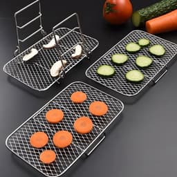 Air Fryer Rack 3-laags - Roestvrij Staal - Stapelbaar - Magnetron/Oven Veilig - Geschikt voor Bakken - Verbeterde Luchtcirculatie - Kookrek — thumbnail 2