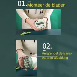 Uienhakselaar Keukenmachine - Handmatige Knoflookpers - Ingrediënten Snijden - Veelzijdige Keukenhulp - 9.1 x 9.1 x 23.5 cm - Zwart Wit — thumbnail 3