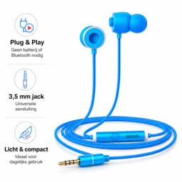 Grixx oordopjes met draad - 3.5mm jack - microfoon - handsfree bellen - blauw — thumbnail 3