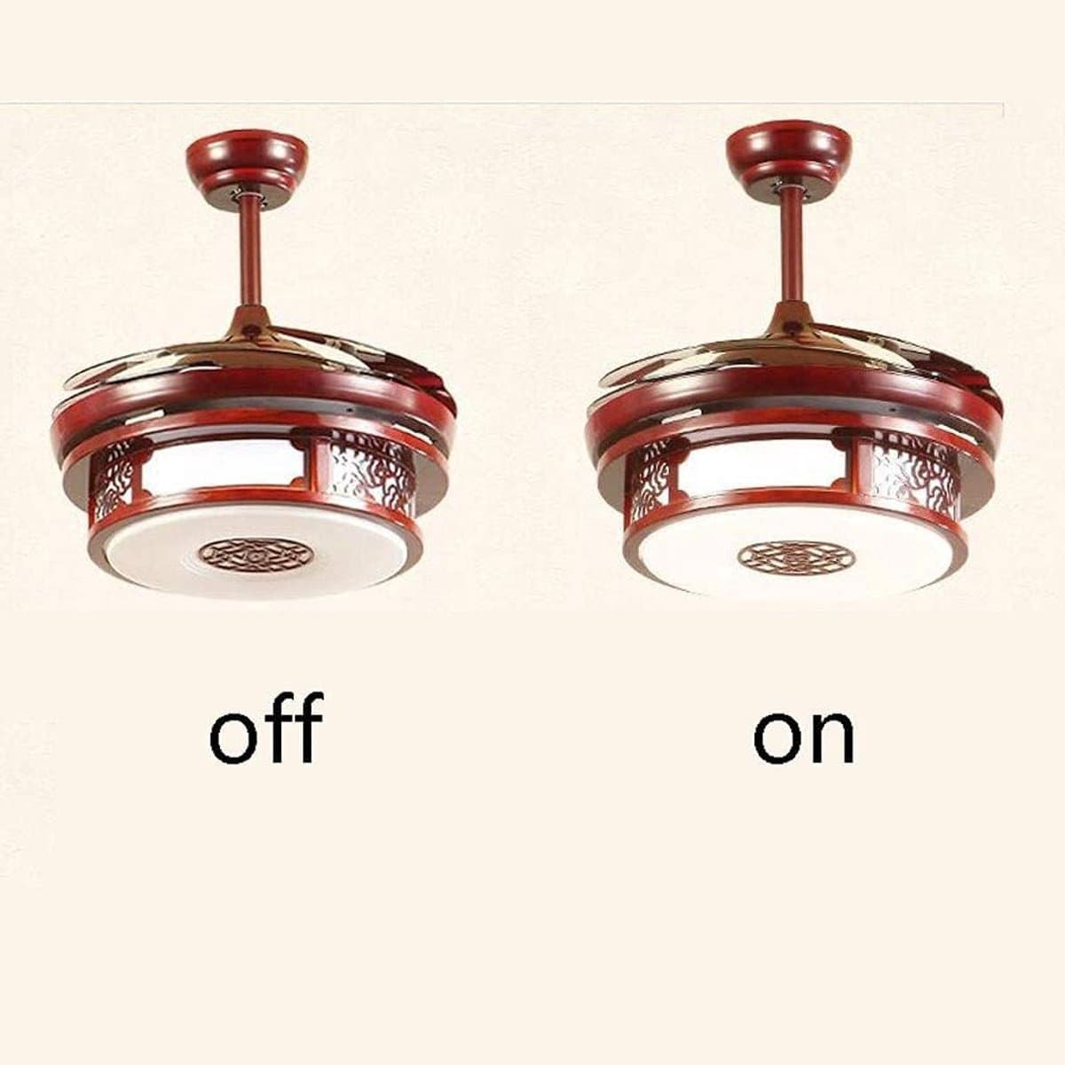 Plafondventilator met Verlichting - Ventilatorlamp Hout - Ruimte Koelen - Stille Koperen Motor - 112 cm Diameter - Bruin — afbeelding 1