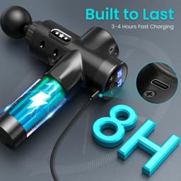 SnelShoppen - Massagepistool met 10 Koppen, 3500 tpm, 30 Snelheden, Antislip Handmassageapparaat, Type-C Oplaad, Diep Weefsel Voor Lichaamsontspanning — thumbnail 4