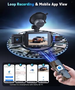 SnelShoppen - VECHTEL 2K WLAN Dashcam Auto met 3 Inch IPS-Display, Nachtzicht, SD 128 GB, G-Sensor, 24 Uur Parkeermodus, Loopopname en Achteruitrijass — thumbnail 4