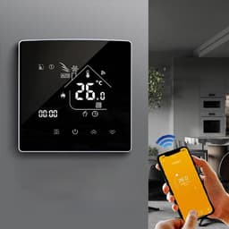 Slimme Thermostaat - Temperatuurregelaar Digitaal - Verwarming Instellen - Touchscreen Bediening - 8.6 x 8.6 cm - Zwart — thumbnail 4