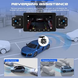 SnelShoppen - 4-kanaals spiegel dashcam 1080p resolutie met 3 inch scherm, G-sensor, bewegingsdetectie, nachtzicht met 8 IR-leds, loop-opname en wifi- — thumbnail 2