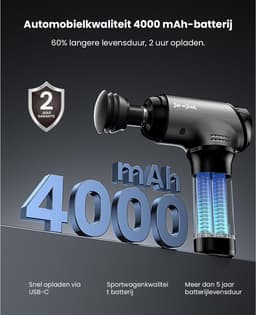 SnelShoppen - Professioneel Massagepistool voor Diepe Weefselmassage, Warmte- & Koudekop, Ergonomisch Ontwerp, 10mm Amplitude, 4000mAh, USB-C Opladen, — thumbnail 3