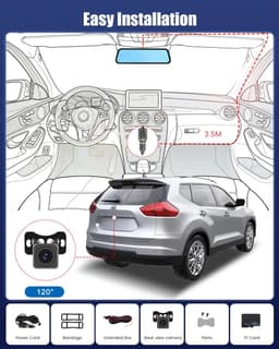 Thijox - 9,7 inch Spiegel Dashcam met Achteruitrijcamera, IPS Touchscreen, Dual Dashcam, Loop-opname, G-sensor, Groothoek, Nachtzicht, Streaming Achte — thumbnail 3