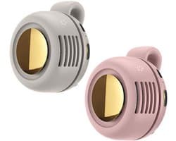 Mini Ventilator - 2 Stuks - Clip-On Ventilator - Oplaadbare USB Ventilator - Portable Clip Fan - Nekventilator - USB Oplaadbare Stille Bladeless Ventilatoren - Verstelbare - Geschikt Voor Buiten, Op Reis En Op Kantoor - Roze, Wit — afbeelding 1
