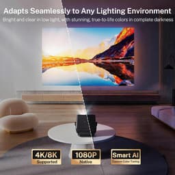 SnelShoppen - Smart Beamer met KI-spraakbesturing, native 1080P, 4K ondersteuning, HiFi audio, 800 ANSI lumen, Android 14, WiFi 6 & BT 5.4, ideaal voo — thumbnail 2