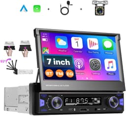 Boscer 1 Din Autoradio met Klapscherm - Draadloos Apple CarPlay & Android Auto - 7 Inch Scherm - Bluetooth & FM/AM Radio (RDS) - Incl. Afstandsbediening, Achteruitrijcamera & Microfoon — thumbnail 1