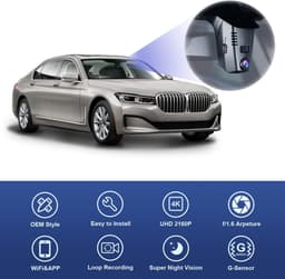 SnelShoppen - DashCam 4K voor BMW 5 Series 7 Series 6 Series Gran Turismo, Nachtzicht, G-Sensor, 64GB, Eenvoudige Installatie, Auto Accessoires — thumbnail 2