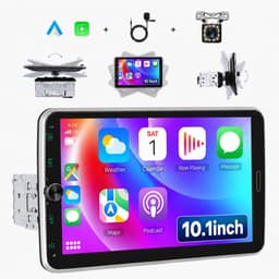 Boscer 1 Din Autoradio met 10.1 Inch Scherm - Draadloos Apple CarPlay & Android Auto - Draaibaar & Afneembaar - Bluetooth & FM/AM Radio (RDS) - Incl. Achteruitrijcamera & Microfoon — thumbnail 1