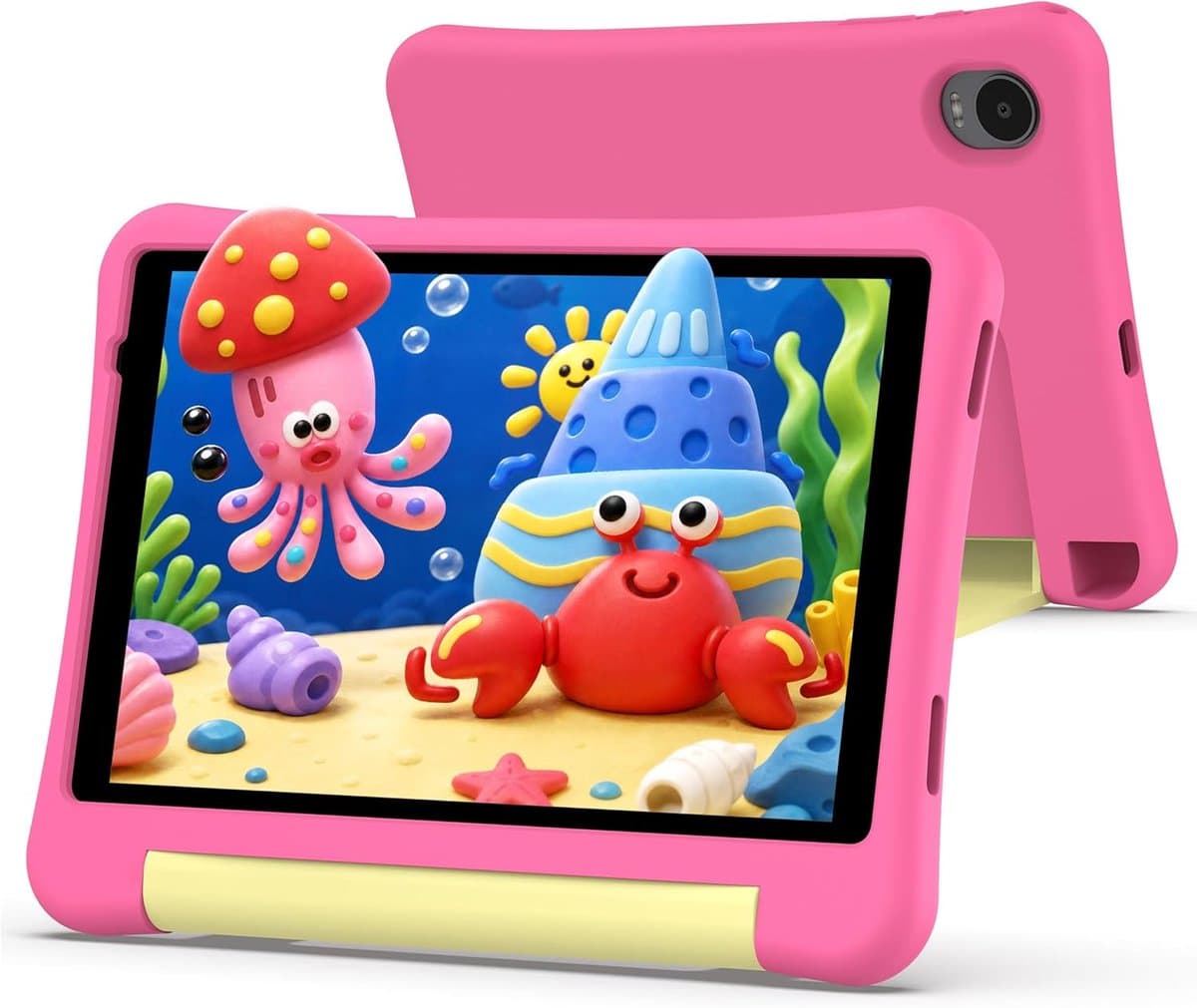 SnelShoppen - Kids Tablet 8 Inch voor Kinderen met Case, 3GB RAM, 32GB ROM, Android, 5000mAh, Geschikt voor Peuters en Kleuters, Roze, Met Ouderlijk T — afbeelding 1