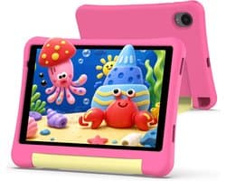 SnelShoppen - Kids Tablet 8 Inch voor Kinderen met Case, 3GB RAM, 32GB ROM, Android, 5000mAh, Geschikt voor Peuters en Kleuters, Roze, Met Ouderlijk T