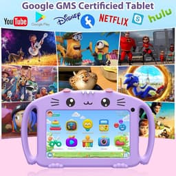 SnelShoppen - Kids Tablet 7 Inch Android Tablet voor Kinderen met WiFi Quad Core 32GB ROM Dual Camera Parental Control Kindvriendelijke Hoes (Paars) — thumbnail 2