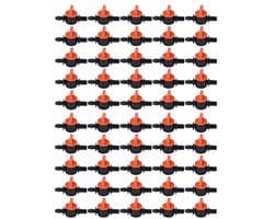 50 stuks druppelirrigatieventiel, 4/7 mm kleine schakelaarklep buitendiameter 6 mm slang miniventiel tuin micro-irrigatieklep verbinding sproeisysteem