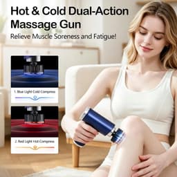 SnelShoppen - Lichaamsmassageapparaat met warmte- en koudefunctie, massagepistool, 9 massagekoppen, 9 intensiteitsniveaus, diepe weefseltherapie voor — thumbnail 5
