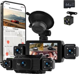 SnelShoppen - 360 Graden Auto Dashcam 4 Kanalen 1080P met Wifi, 3 Inch IPS-Scherm, 64 GB, G-Sensor, Achteruitrijcamera, 24 Uur Parkeermodus, Nachtzich — thumbnail 1