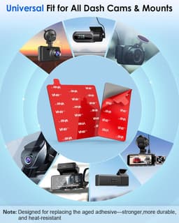 SnelShoppen - 4 stuks zelfklevende pads voor dashcam, dubbelzijdige hittebestendige tape voor auto, 7,2 cm, vervangende montagesticker voor voorruit e — thumbnail 5