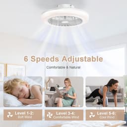Bladeloze plafondventilator 46 cm met verlichting- platte inbouwmontage- wit ABS- stil- dimbare LED- slim met afstandsbediening — thumbnail 2