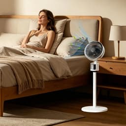 Vloerventilator Stil 30 dB met 3 Snelheden – USB Draagbaar – Luchtstroom tot 5 Meter – Wit — thumbnail 2