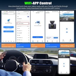 SnelShoppen - 3-Kanaals Dashcam Met Voor, Achter En Interne Camera, 1080p, App Controle, Nachtzicht, G-Sensor, Parkeerhulp, 24-Uurs Bewaking — thumbnail 2