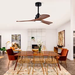 Moderne Plafondventilator 42 inch met Licht - Dimbaar - Afstandsbediening - Voor Binnen en Buiten - Stille DC-motor - Walnootkleur — thumbnail 4