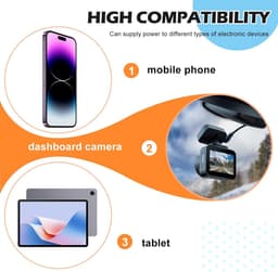 SnelShoppen - Dashcam Hardwire Kit 12V-24V naar 5V USB-C met Laagspanningsbeveiliging - 3,2 m Dashcam Kabel voor 24 Uur Parkeerbewaking - Acc-zekering — thumbnail 2