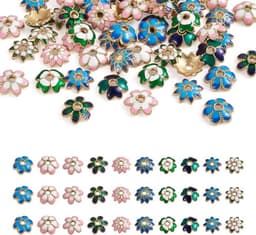 60 stuks vergulde bloemvormige emaille kralenkappen voor sieraden maken, ideaal voor het afwerken van kralen met een stijlvolle en duurzame uitstraling — thumbnail 1
