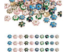 60 stuks vergulde bloemvormige emaille kralenkappen voor sieraden maken, ideaal voor het afwerken van kralen met een stijlvolle en duurzame uitstraling