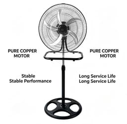 House Of Atelier - 3-in1 Ventilator - Staande Ventilator - Tafel Ventilator - Muur Ventilator - 65W vermogen - 3 Snelheden - Zwart — thumbnail 3