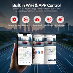 Evaux Boutique Dashcam - Dashcam voor auto - Dashcam voor auto voor en achter - nahtzicht - incl. app besturing - 4K display - incl 32GB kaart - Wifi en GPS - werkt ook wanneer je voertuig stilstaat — thumbnail 2