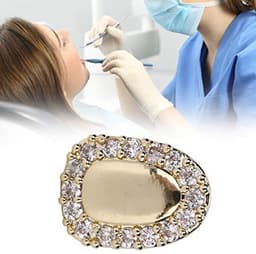 Enkele tand bling tanden, tand accessoire decoratie voor Halloween feest hiphop show, rapper kostuum tand sieraden en accessoires (enkele deur diamant goud) — thumbnail 5