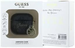 Guess Hoesje geschikt voor AirPods 4 | Premium Eco-leder en Duurzaam PC | met Charm | Robuust | Zwart — thumbnail 4
