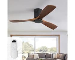 Plafondventilator zonder lamp – Stil – Met afstandsbediening – 6 snelheden – 132 cm massief houten bladen