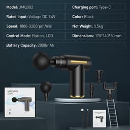 SnelShoppen - Elektrisch Massagepistool, Oplaadbaar Spiermassageapparaat met 4 Massagekoppen, 6 Snelheden voor Ontspanning, Herstel en Pijnverlichting — thumbnail 1