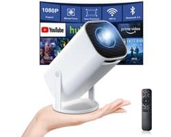 SnelShoppen - Mini-beamer 4K Full HD 1080p Draagbare Projector met WiFi 6, Bluetooth 5.4, Autokeystone, Handmatige Scherpstelling, 180° Draaibaar - Id