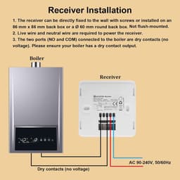 Draadloze Thermostaat - Slimme Kamerthermostaat - Verwarming Regelen - App en Spraakbesturing - 5A Relay - Wit — thumbnail 3
