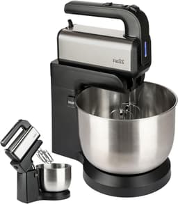 Elektrische Handmixer - Keukenmixer Deegkneedmachine - Bakken en Koken - Automatisch Roterende Kom - 3.5 Liter Kom - Zwart Zilver — thumbnail 1