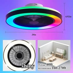 Plafondventilator met Verlichting – Dimbaar RGB LED – Stille DC Motor – Afstandsbediening – 50 cm — thumbnail 4