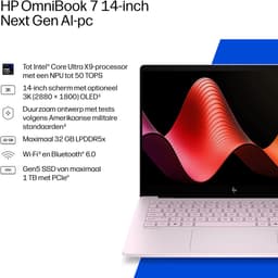 HP OmniBook 7 Laptop Next Gen AI 14-hg0625ndx Copilot+ PC Intel Core Ultra X7 358H 35,6 cm (14") 3K 32 GB LPDDR5x-SDRAM 1 TB SSD Wi-Fi 7 (802.11be) Windows 11 Home Roze — thumbnail 2