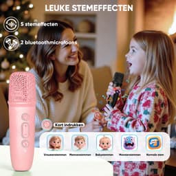 Karaoke machine Set met 2 microfoons - Karaokeset Draagbare Bluetooth - luidspreker licht - Cadeau Speelgoed Meisjes 3+ - Disco Licht en 5 Geluidseffecten - Speelgoedmicrofoon — thumbnail 4