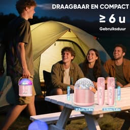 Karaoke machine Set met 2 microfoons - Karaokeset Draagbare Bluetooth - luidspreker licht - Cadeau Speelgoed Meisjes 3+ - Disco Licht en 5 Geluidseffecten - Speelgoedmicrofoon — thumbnail 5